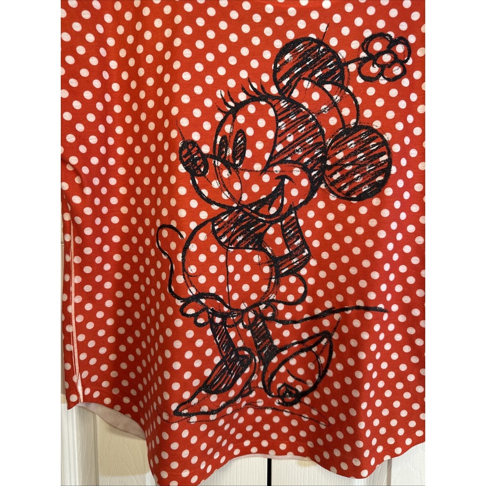 Disney Parks Women's Size XL Minnie Mouse Polka Dots Top‎ Red White Black - Picture 2 of 6